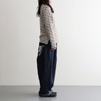 裏起毛 BORDER SPY EYE BOAT NECK PULLOVER #Khaki [no.7743]