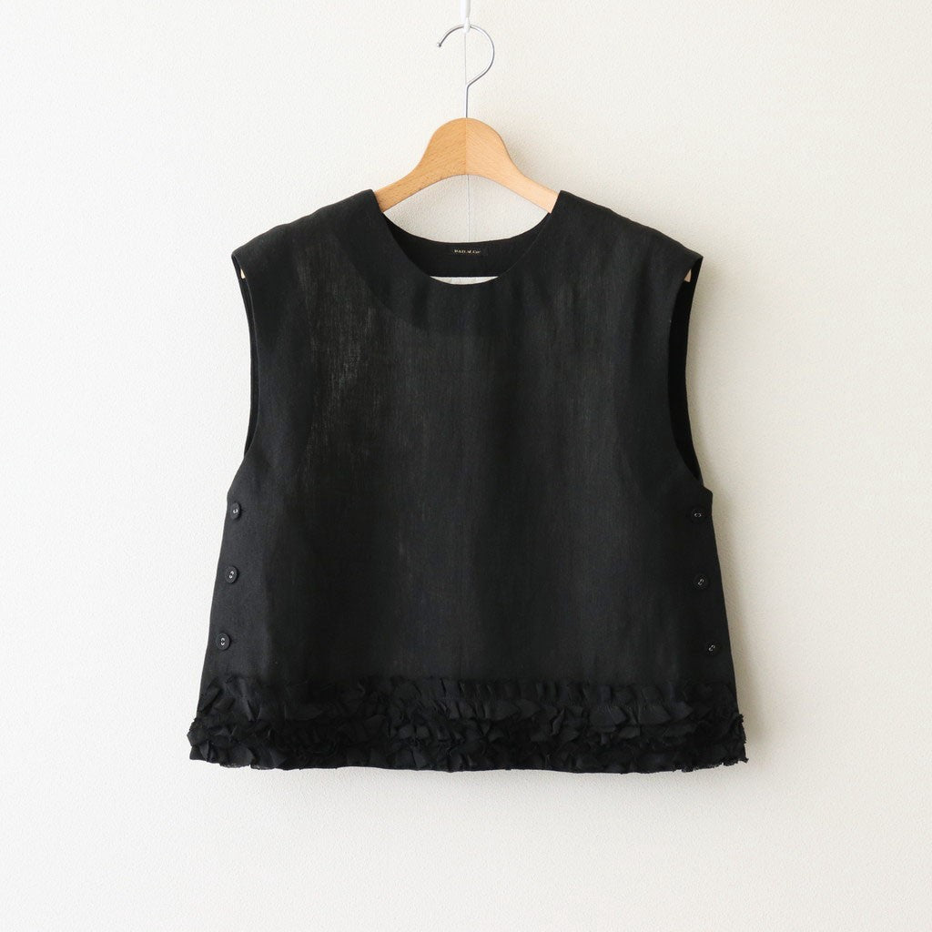 FRILL DECOLATION BUTTON BIB #Black [no.7316]