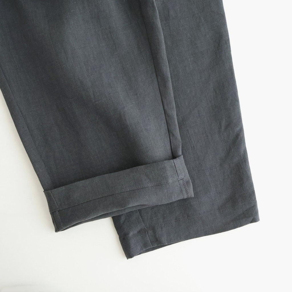 40s FRENCH LINEN DYED CANVAS 2TUCK TAPERED EASY PANTS #9800 CHARCOAL [GNMDS2501FL]