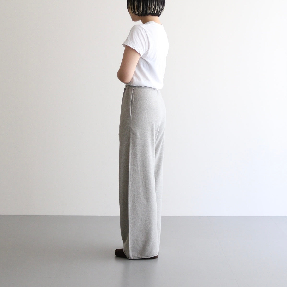 brushed silk cotton wide straight pants #gray [WVFL-UW103]