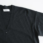 14GG 2PLY PLAIN STITCH COTTON/WOOL/CASHMERE V-NECK CARDIGAN #9800 CHARCOAL [GNSL25531]