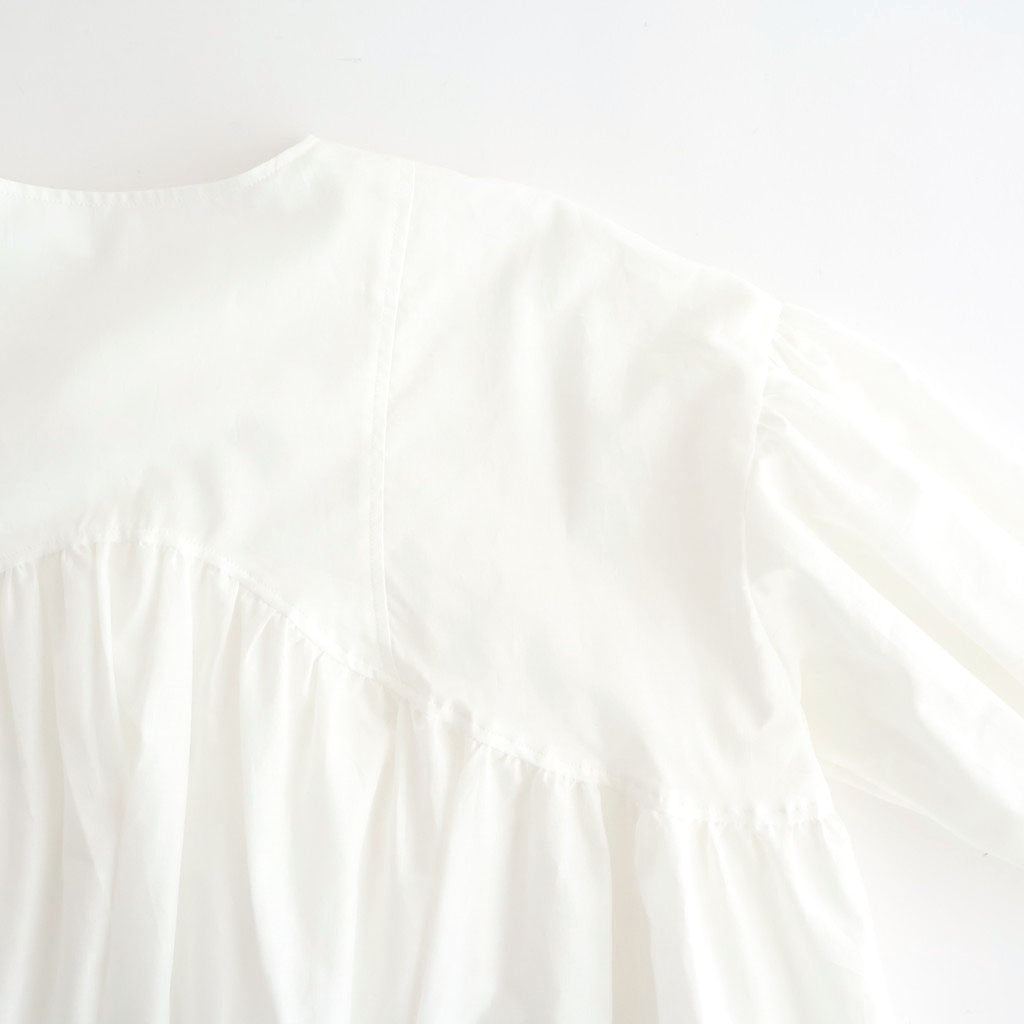 静寂の⽋⽚ Gathered half-placket blouse #white [TLF-226-SH010-la]