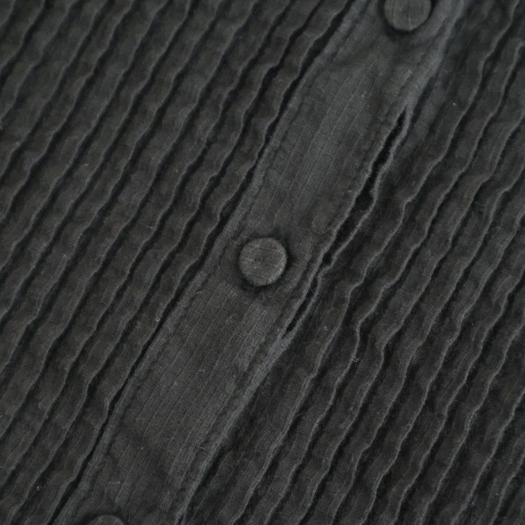 80s ORGANIC MICRO CHECK OVERDYE CREW-NECK BUTTON SHIRT WITH MINI PINTUCK #9912 BLACK (J.BLACK) [NMDS26233D]