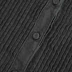 80s ORGANIC MICRO CHECK OVERDYE CREW-NECK BUTTON SHIRT WITH MINI PINTUCK #9912 BLACK (J.BLACK) [NMDS26233D]