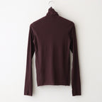 high twist cotton sheer jersey turtle-neck Tee #dark brown [WVFL-UW104]