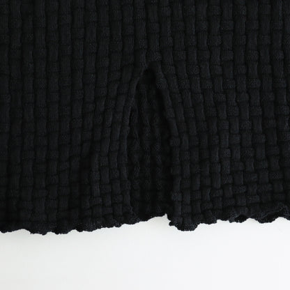Cotton-boucle Basket Skirt #Black [oni052]