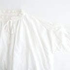60s COTTON CAMBRIC PLAIN WITH LACE LACE & STRING COLLAR GATHERED SHIRT #9000 WHITE [NSL26552]