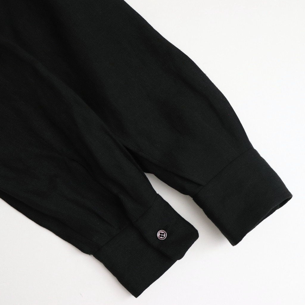 DENSELY LINEN CAPE SLEEVE SHIRT #Black [no.7308]