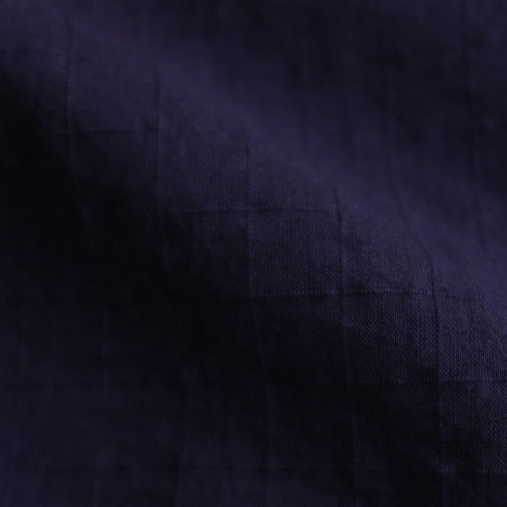 80s ORGANIC DOBIE CHECK(OVERDYE) BANDED COLLAR MAXI DRESS WITH PINTUCK #2813 D.PURPLE [NMDS25254D]
