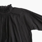 60s COTTON CAMBRIC PLAIN WITH LACE LACE FRILL COLLAR SHIRT #9900 BLACK [NSL26551]