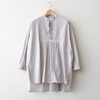 60s ORGANIC CAMBRIC WITH EMB BANDED COLLAR EMB TUNIC #9200 LT GREY [NMDS26222]