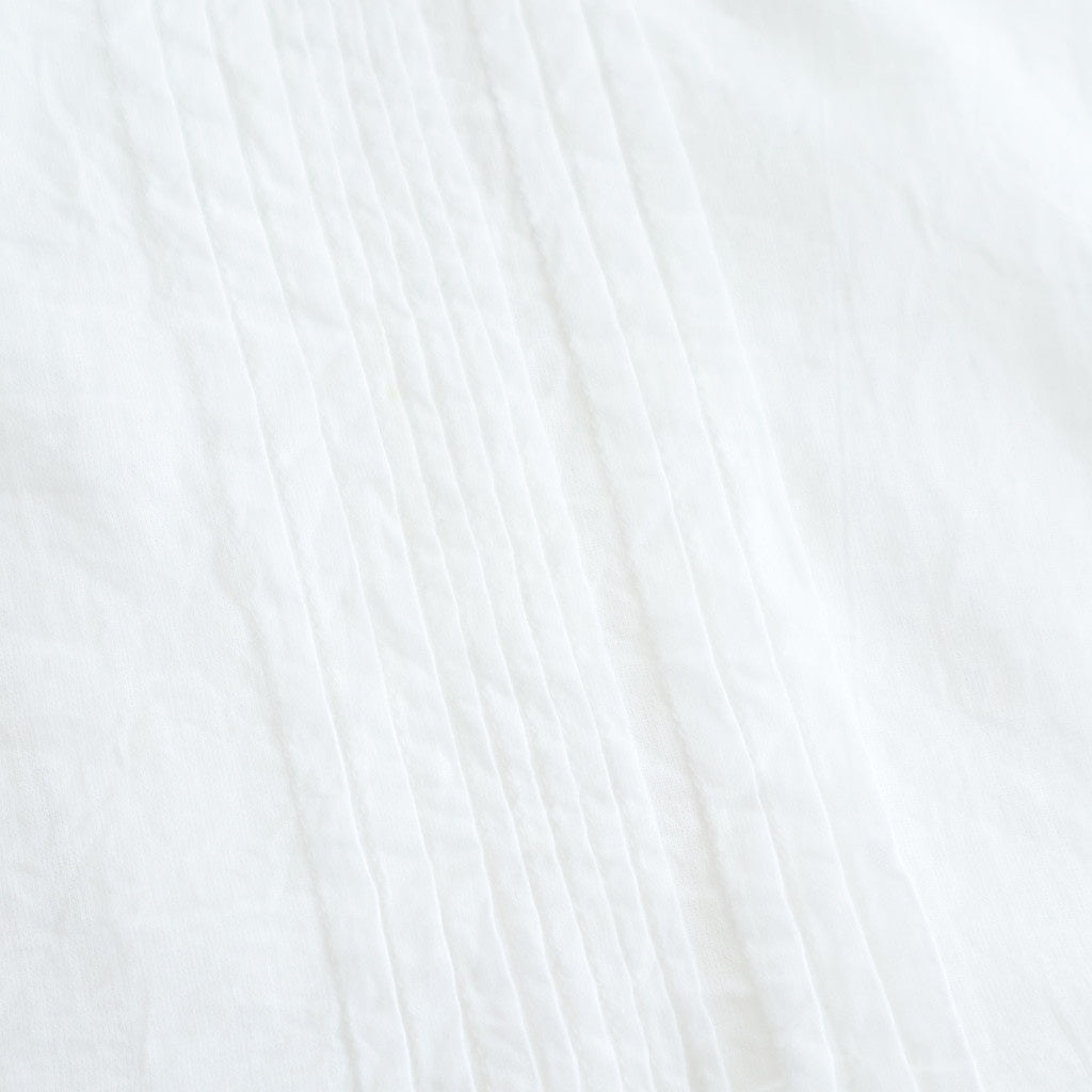 80s COTTON VOILE PLAIN BANDED COLLAR FRENCH/SL PINTUCK SHIRT #9000 OFF WHITE [NSL26022]