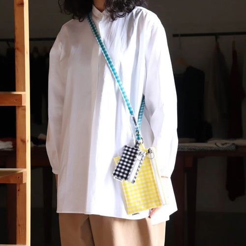 FLAT POUCH MINI #GINGHAM BLACK [TMB-2352A]