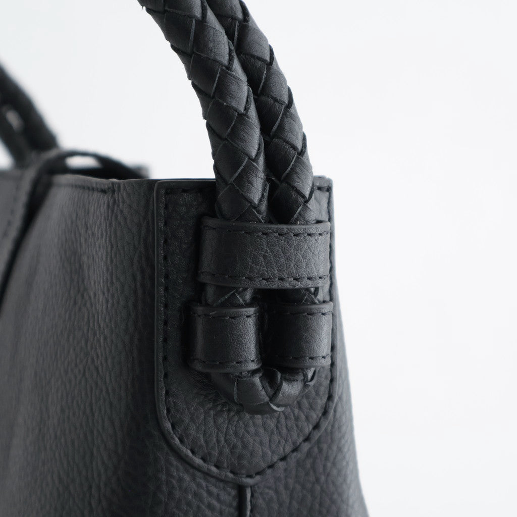 GRAINED LEATHER ONE HANDLE BAG #9900 BLACK [SVMDS2551F]