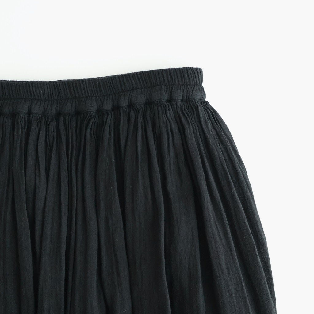 60s AUTOLOOM LINEN/COTTON PLAIN OVERDYE GATHERED SKIRT #9900 BLACK [INMDS26012D]