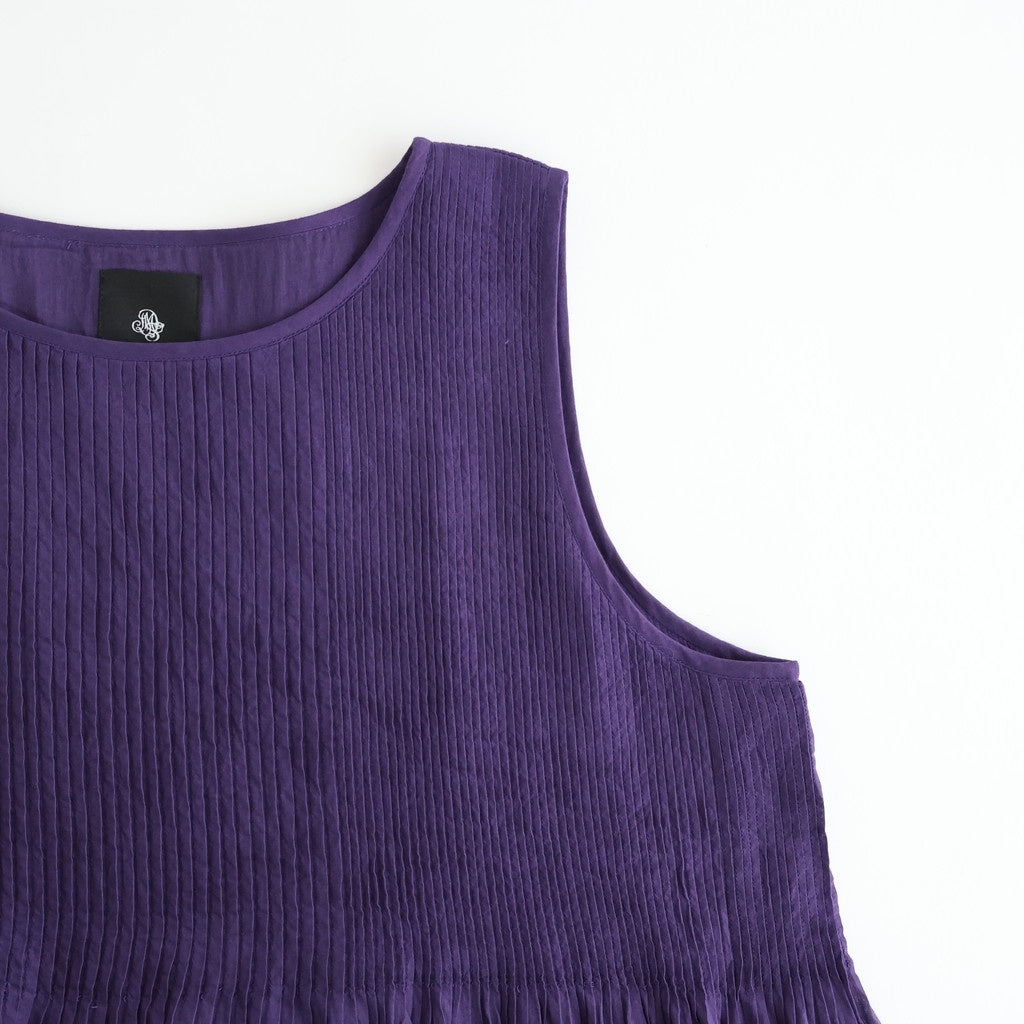 80s ORGANIC COTTON VOILE NO/SLEEVE PULLOVER DRESS WITH MINI PINTUCK #2700 PURPLE [NMDS26244]