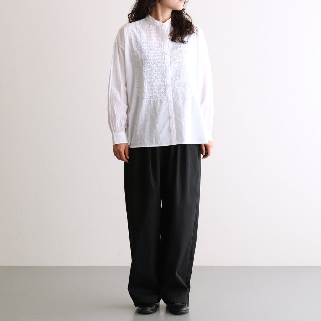 COTTON/LINEN DYED WEATHER 2TUCK TAPERED EASY PANTS #9900 BLACK [GNMDS2501CLW]
