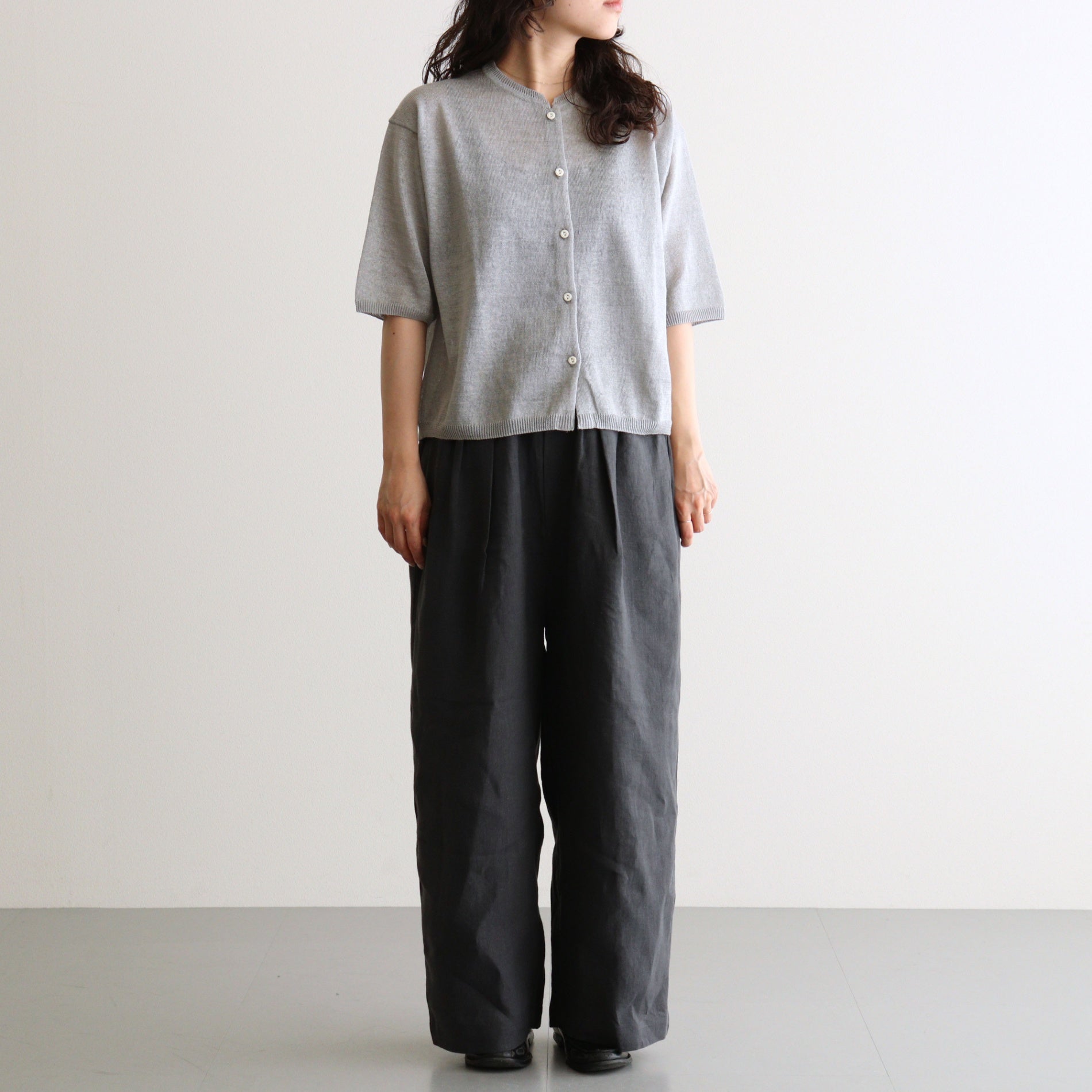 Fesca Linen Knit No Collared #GRY [A232261TK865]
