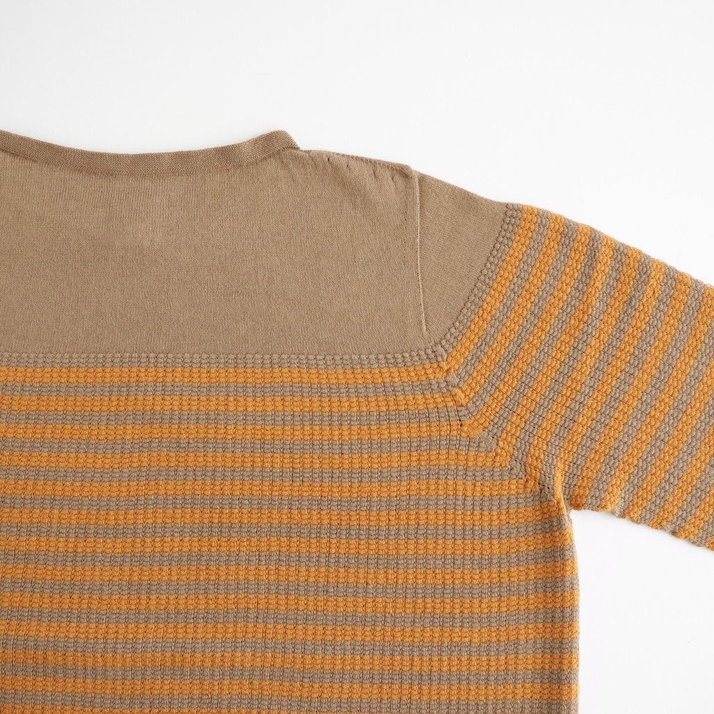Stripe Long-sleeved Tee #Beige x Orange [Oni068]