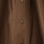 40s COTTON POPLIN PLAIN REGULAR COLLAR SHIRT WITH GATHER #8600 BROWN [NSL26522]