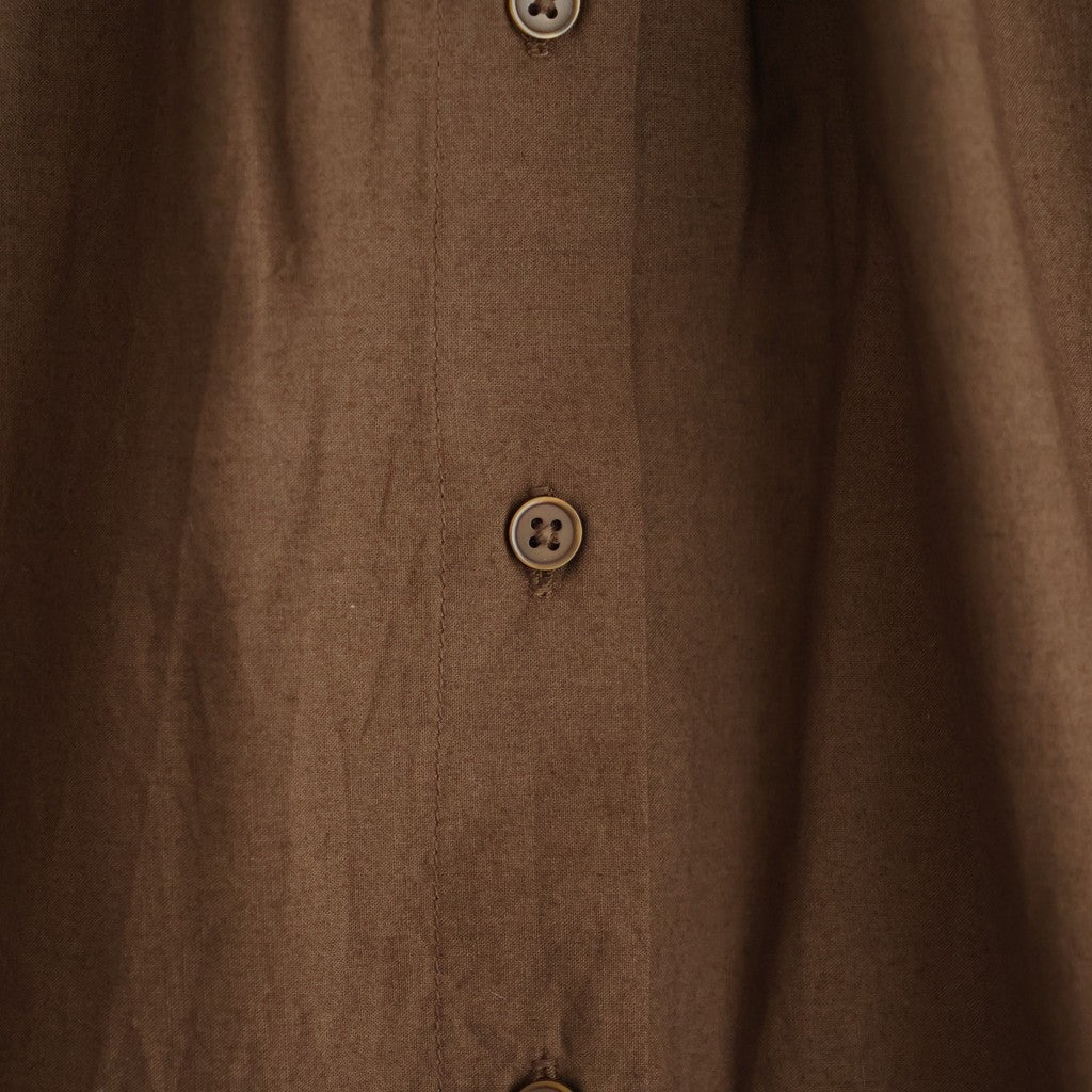 40s COTTON POPLIN PLAIN REGULAR COLLAR SHIRT WITH GATHER #8600 BROWN [NSL26522]
