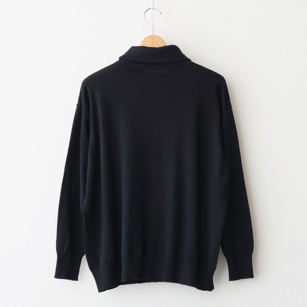 14GG 2PLY PLAIN STITCH COTTON/WOOL/CASHMERE TURTLE NECK PULLOVER #9900 BLACK [GNSL24541]