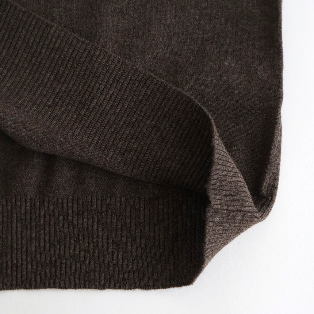 14GG 2PLY PLAIN STITCH COTTON/WOOL/CASHMERE V-NECK CARDIGAN #8600 BROWN [GNSL25531]
