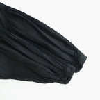 60s AUTOLOOM LINEN/COTTON PLAIN OVERDYE BACK OPENING CREW-NECK SHIRTS DRESS WITH MINI PINTUCK #9900 BLACK [INMDS26011D]