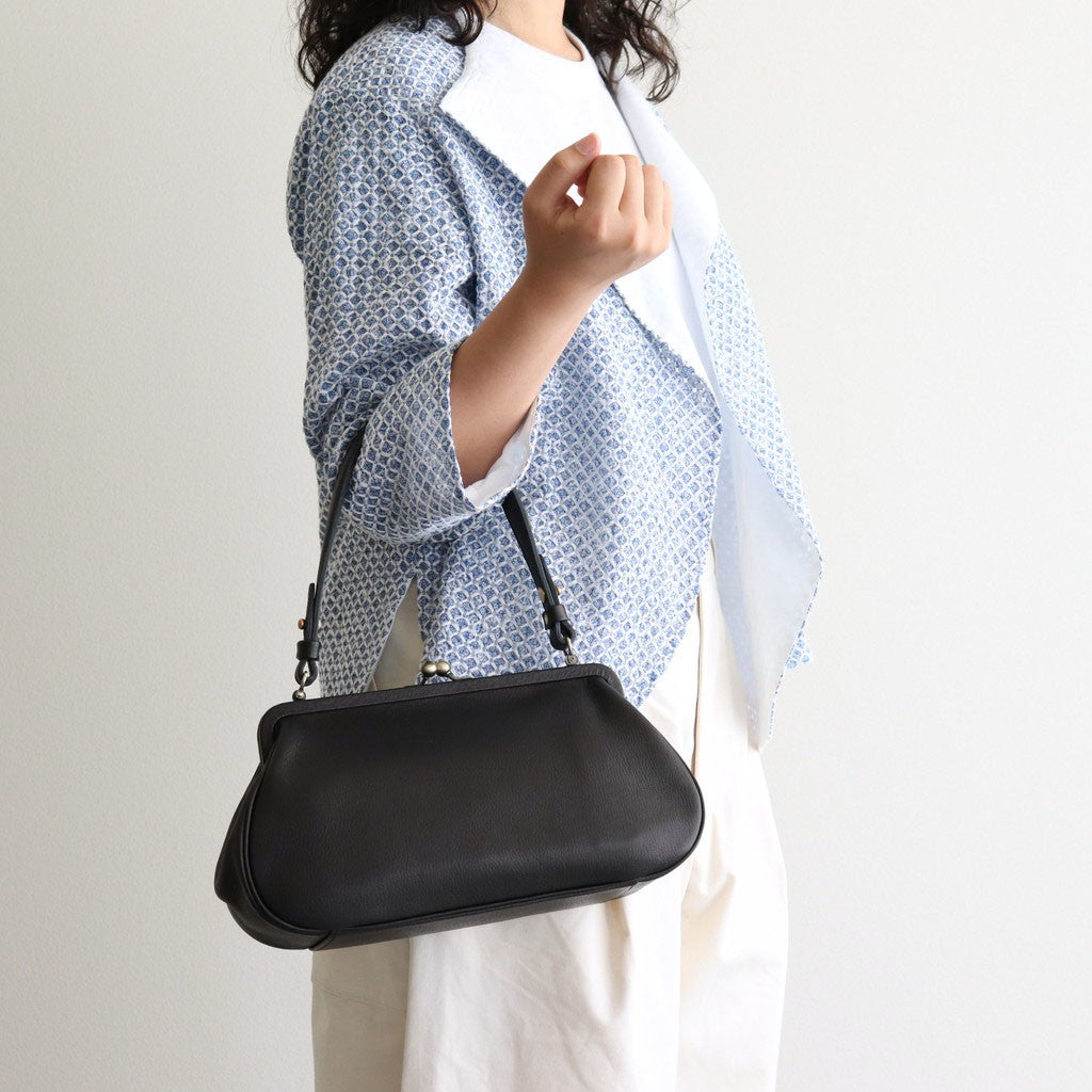 plain gama hand bag-round #black
