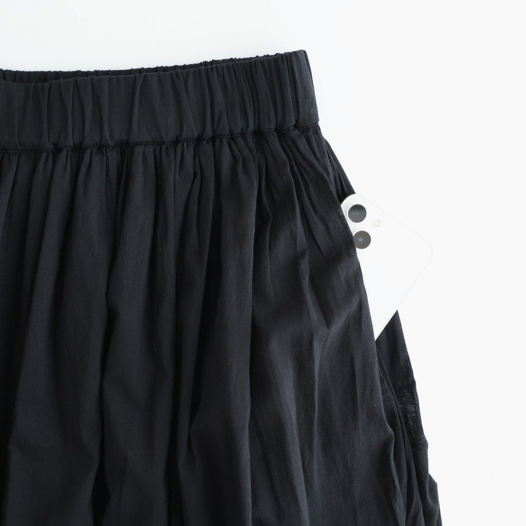 80s COTTON VOILE LACE GATHERED SKIRT #9900 BLACK [NSL26093]