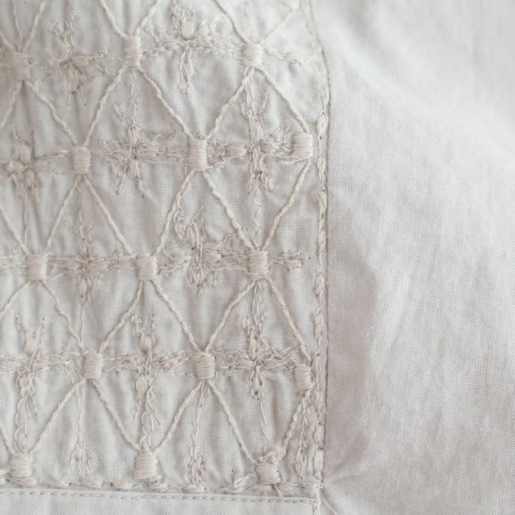 60s ORGANIC CAMBRIC WITH EMB BANDED COLLAR EMB TUNIC #9200 LT GREY [NMDS26222]