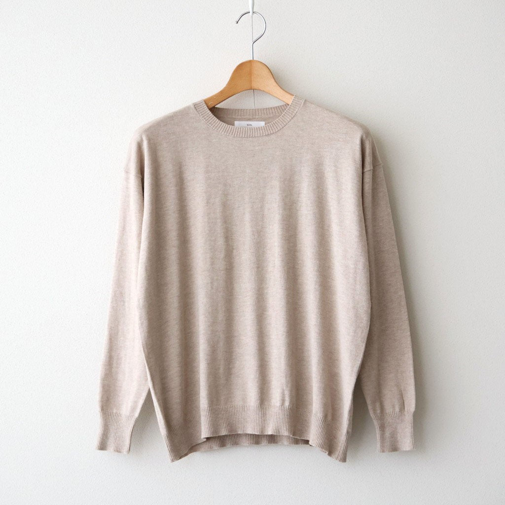 14GG PLAIN STITCH COTTON/NYLON/SILK CREW-NECK PULLOVER #8200 LT.BEIGE [NNSL26502]