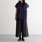 80s VOILE PLAIN WITH CUT WORK LACE EASY PANTS #9900 BLACK [INSL26345]