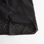 80s VOILE PLAIN WITH CUT WORK LACE CREW NECK FRENCH/SL SHIRTS WITH PINTUCK #9900 BLACK [INSL26342]