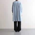 G.D COTTON SILK STAND COLLAR LONG SHIRT #Sax [no.7366]
