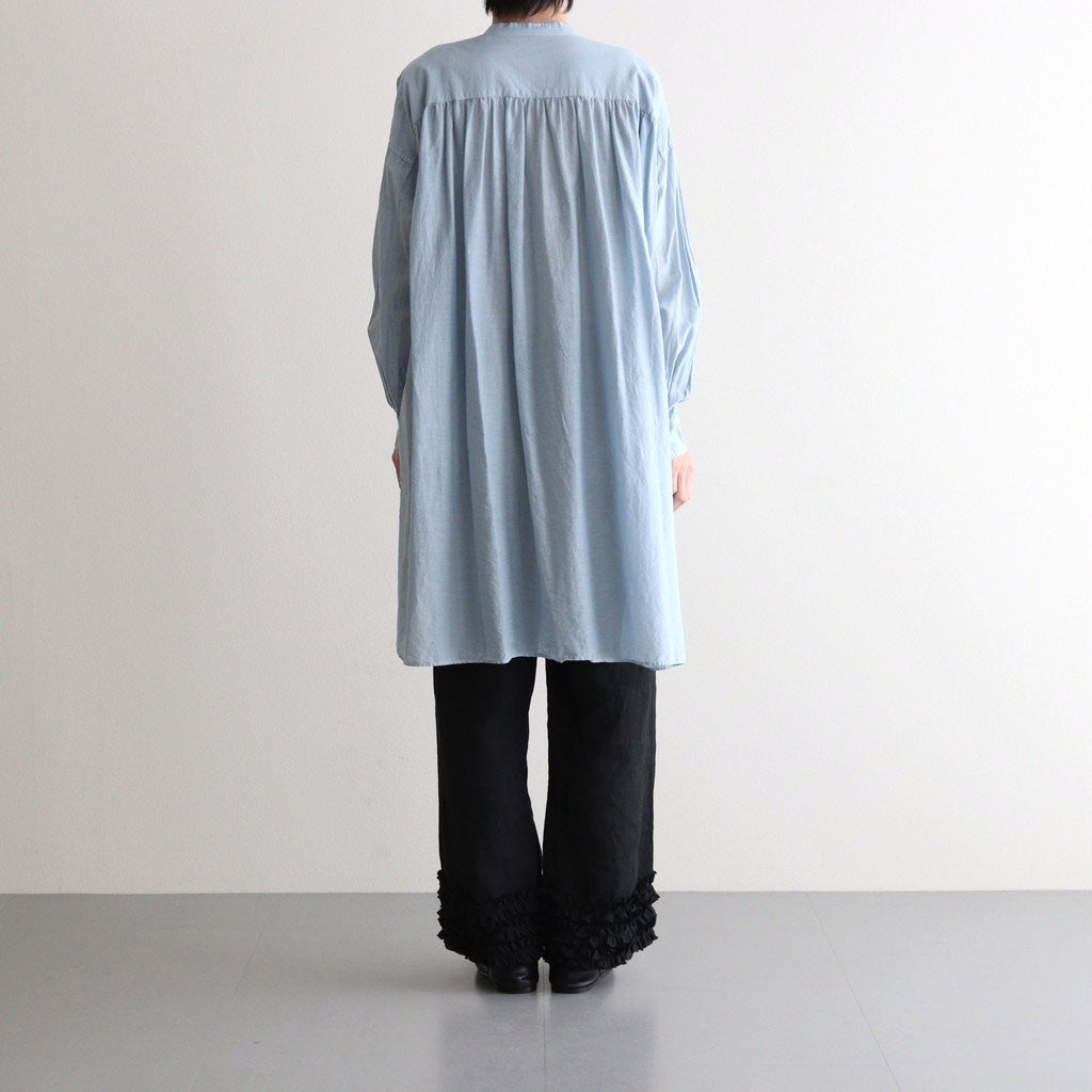 G.D COTTON SILK STAND COLLAR LONG SHIRT #Sax [no.7366]