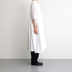 80s ORGANIC DOBIE CHECK(OVERDYE) BANDED COLLAR MAXI DRESS WITH PINTUCK #9170 MINRAL WHITE [NMDS25254D]