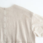 80s ORGANIC COTTON VOILE CREW-NECK HALF/SLEEVE DRESS WITH MINI PINTUCK #8200 BEIGE (MILKY BEIGE) [NMDS26243]