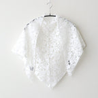CROWN MOTIF LACE TRIANGLE STOLE #White [no.7531]