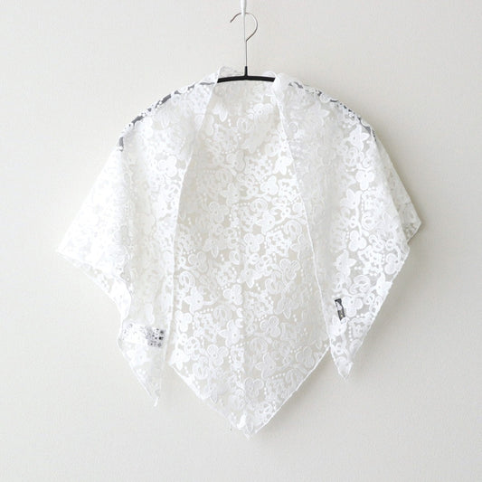 CROWN MOTIF LACE TRIANGLE STOLE #White [no.7531]