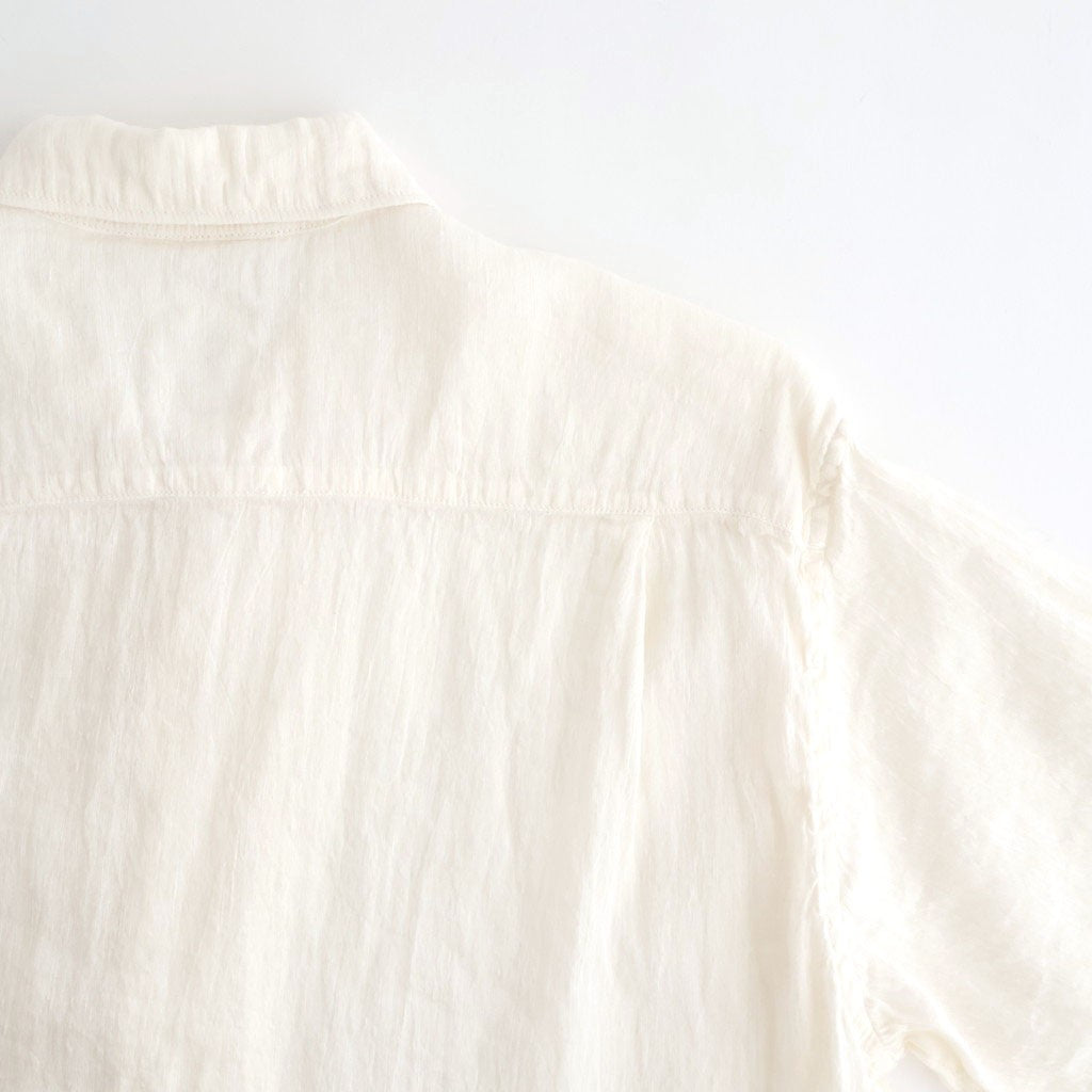 AUTO LOOM LINEN/COTTON PLAIN OVERDYE OPEN COLLAR S/SL SHIRTS #9000 WHITE(WASHED) [IMDSH2612LCD]