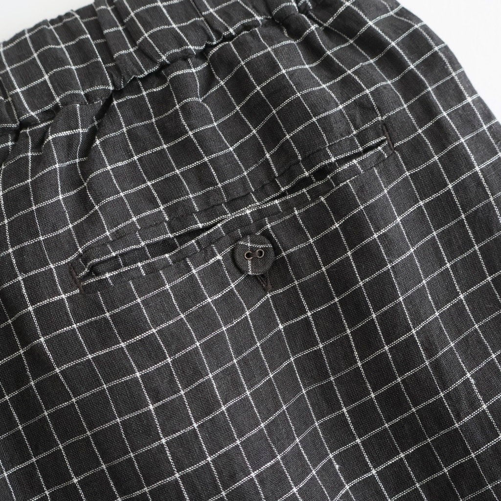 80s POWER LOOM LINEN CHECK WIDE PANTS #9890 OFF BLACK x WHITE CHECK [NMDS26285]