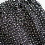 80s POWER LOOM LINEN CHECK WIDE PANTS #9890 OFF BLACK x WHITE CHECK [NMDS26285]