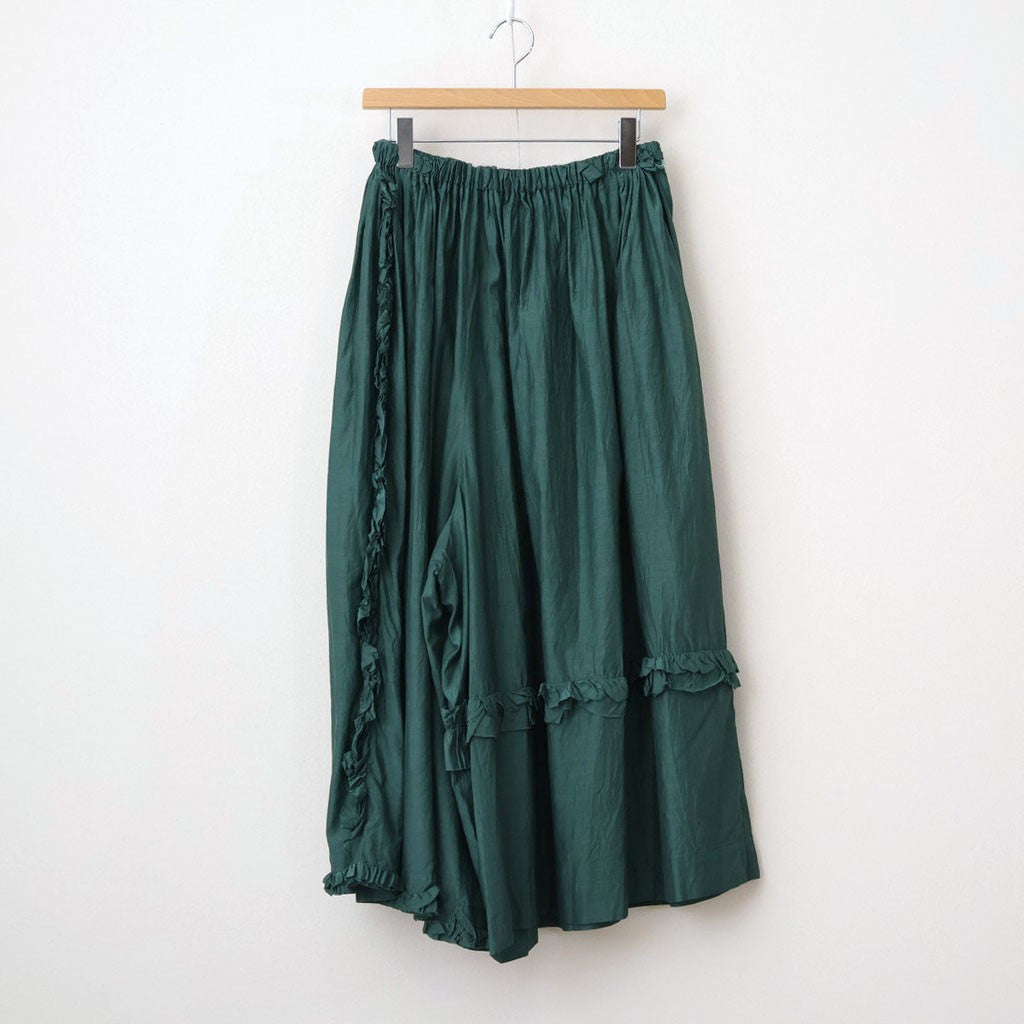 葉影のリズム： Frill gathered pants #forest green [11261-02213]