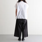 80s COTTON VOILE PLAIN BANDED COLLAR FRENCH/SL PINTUCK SHIRT #9000 OFF WHITE [NSL26022]