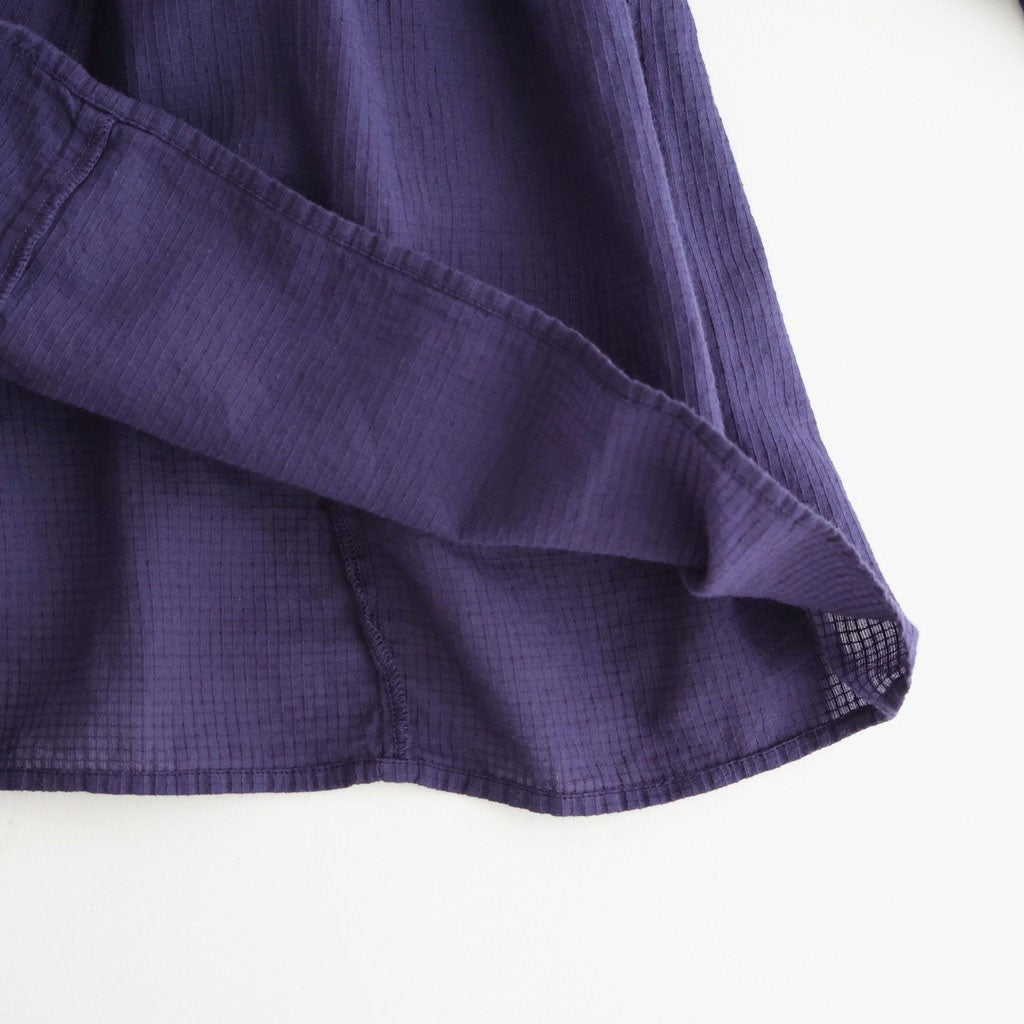 80s ORGANIC MICRO CHECK OVERDYE CREW-NECK BUTTON SHIRT WITH MINI PINTUCK #2813 PURPLE (D.PURPLE) [NMDS26233D]