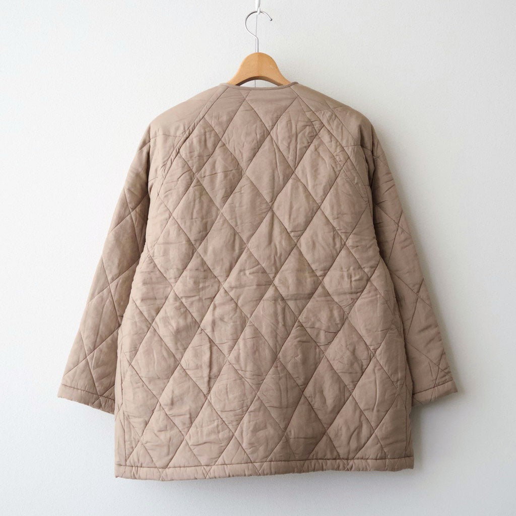 BANGALORE SILK PLAIN PADDED C-NECK SHORT COAT #8400 DK BEIGE [NMDS26551]