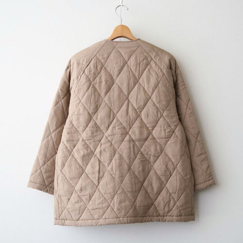 BANGALORE SILK PLAIN PADDED C-NECK SHORT COAT #8400 DK BEIGE [NMDS26551]