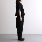⼼の花苑 Open-collar cropped overshirt #black [TLF-226-SH007-ec]