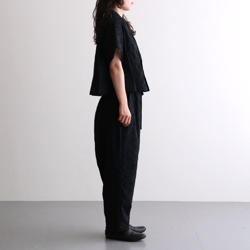 ⼼の花苑 Open-collar cropped overshirt #black [TLF-226-SH007-ec]